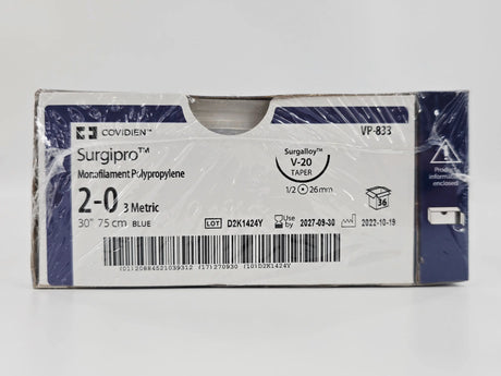 Covidien VP-833 Surgipro 2-0 Blue 1X30" V-20 26mm BX/36 Covidien
