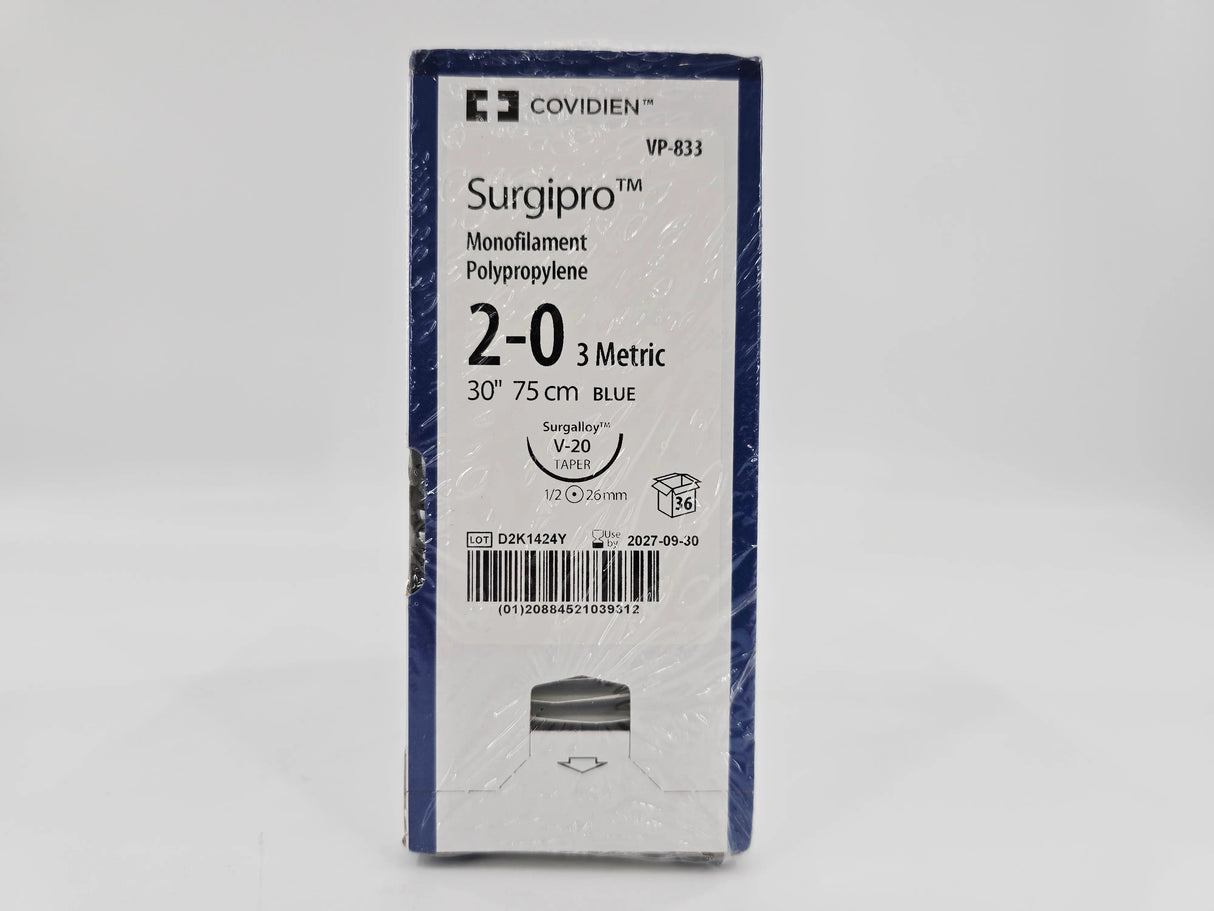 Covidien VP-833 Surgipro 2-0 Blue 1X30" V-20 26mm BX/36 Covidien