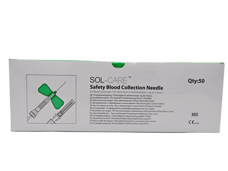 SOL-CARE 110201030031 Safety Blood Collection Needle Box of 50 SOL-CARE