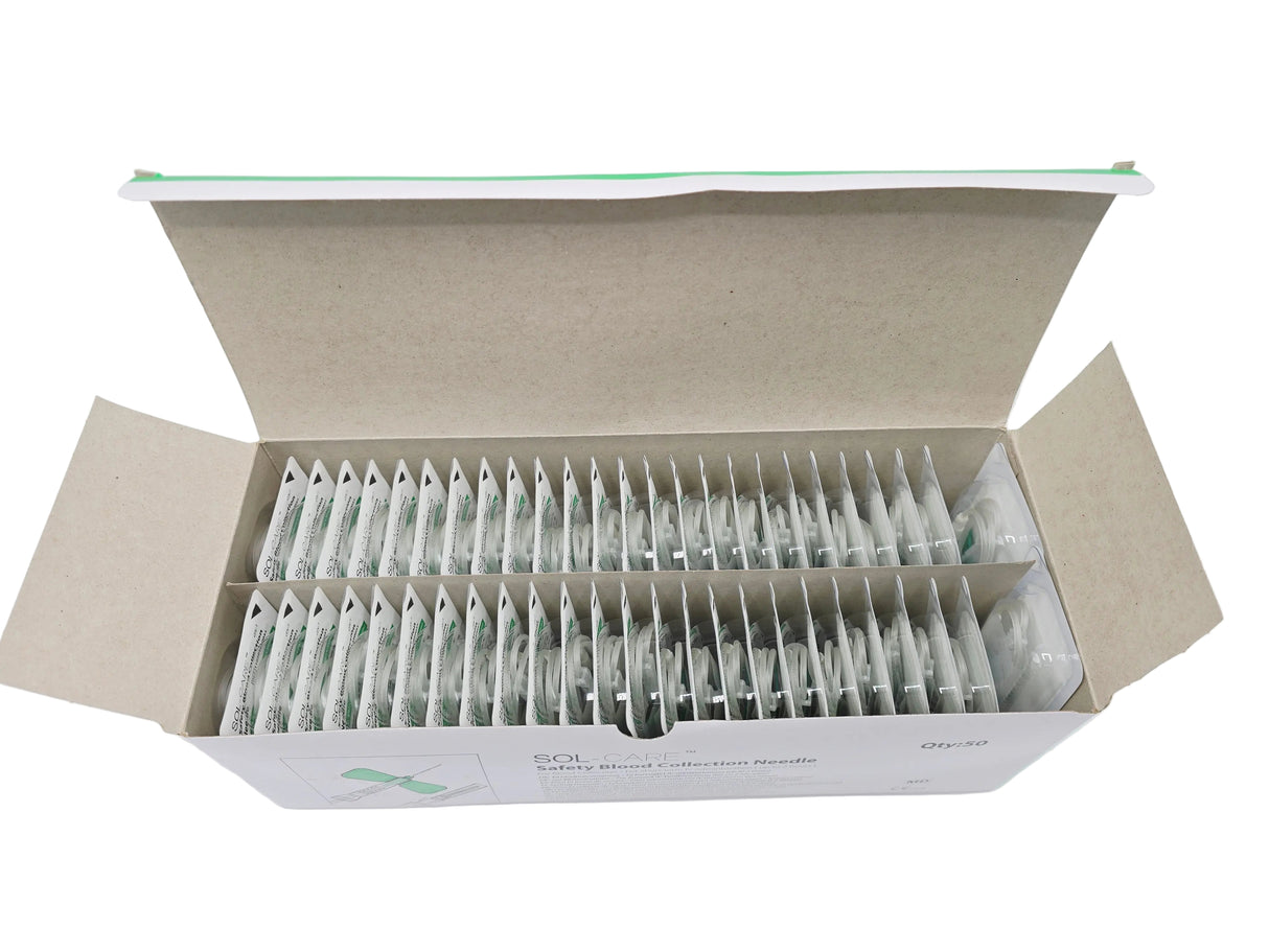 SOL-CARE 110201030031 Safety Blood Collection Needle Box of 50 SOL-CARE