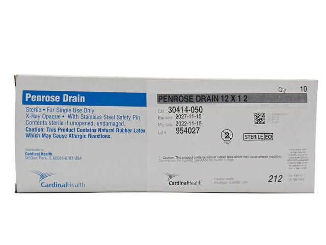 Cardinal Health 30414-050 Penrose Wound Drain Flat Latex With Safety Pin Sterile BX 10 Cardinal Health
