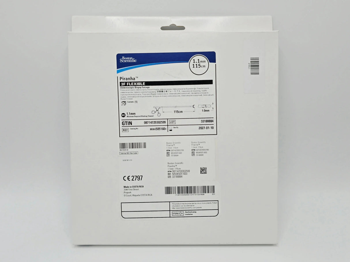 Boston Scientific M0065051600 Pirhana 3F Flexible Ureteroscopic Biopsy Forceps 1.1mm x 115cm 1/EA Boston Scientific