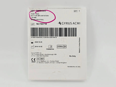 Gyrus ACMI 70131322 Prop Trial 3.0mm Stainless Steel (Not for Implantation) 1/EA Gyrus ACMI