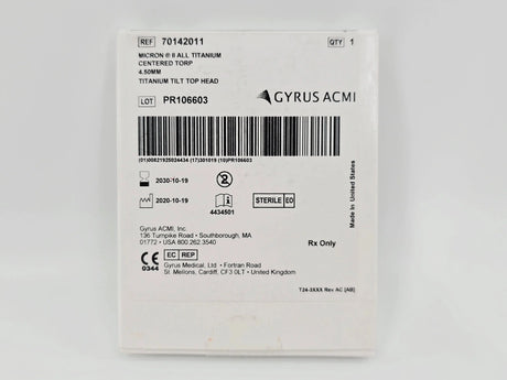 Gyrus ACMI 70142011 Micron II All Titanium Centered Torp 4.50mm 1/EA Gyrus ACMI