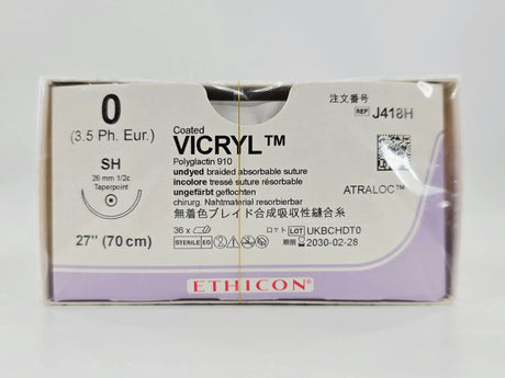 Ethicon J418H 0 Coated VICRYL 1X27" SH 26mm Taper Point BX/36 Ethicon
