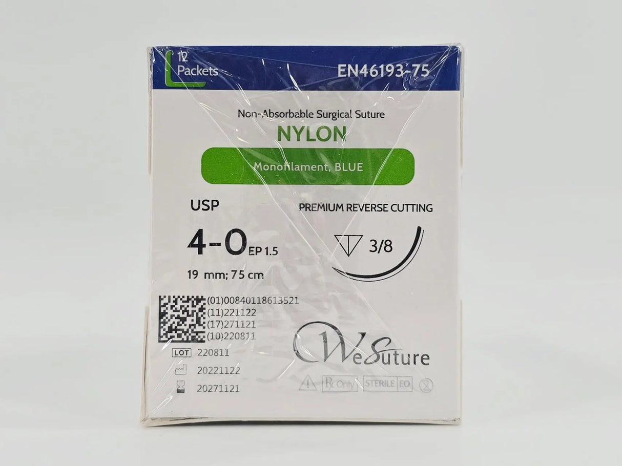 Endure Industries EN46193-75 4-0 NYLON Blue 19mm Prime Reverse Cutting 75cm BX/12 Endure Industries
