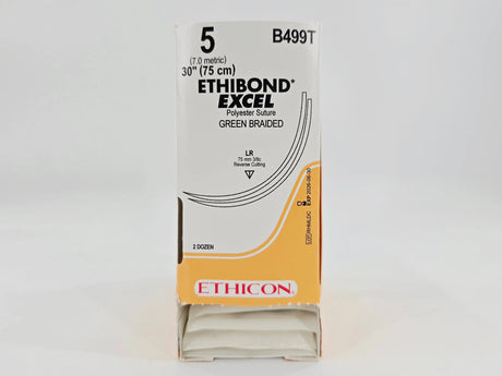 Ethicon B499T 5 ETHIBOND EXCEL 1X30" LR 75mm Cutting Edge Reverse Double Armed BX/24 FULL OPEN BOX Ethicon