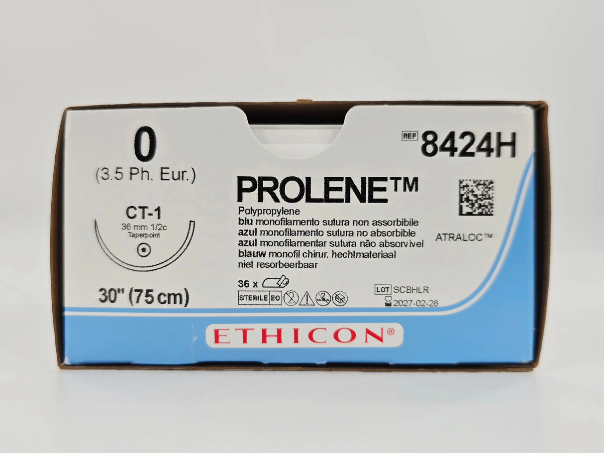 Ethicon 8424H 0 PROLENE Blue 1X30" CT-1 36mm BX/36 FULL OPEN BOX Ethicon