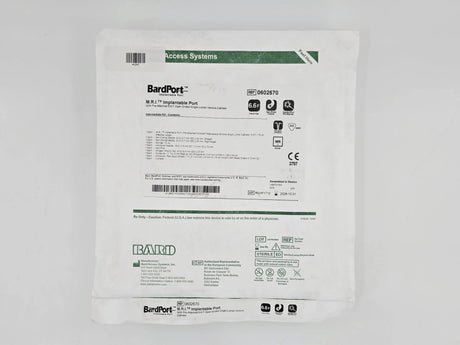 Bard 0602670 BardPort M.R.I. Implantable Port w/ Pre-Attached 6.6 F Open-Ended Single-Lumen Venous Catheter 1/EA Bard