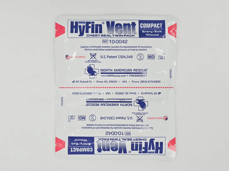 North American Rescue 10-0042 HyFin Vent Compact Entry/Exit Wound Chest Seal Twin Pack 2/PK
