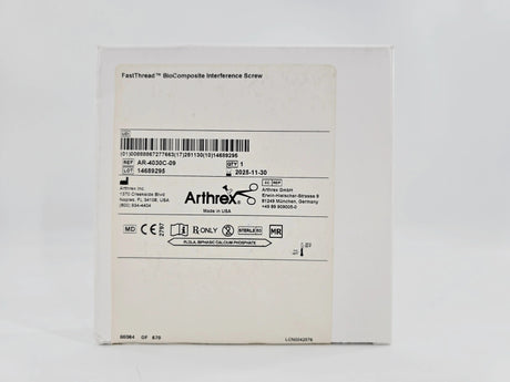 Arthrex AR-4030C-09 FastThread BioComposite Interference Screw Vented 9x30mm 1/EA Arthrex