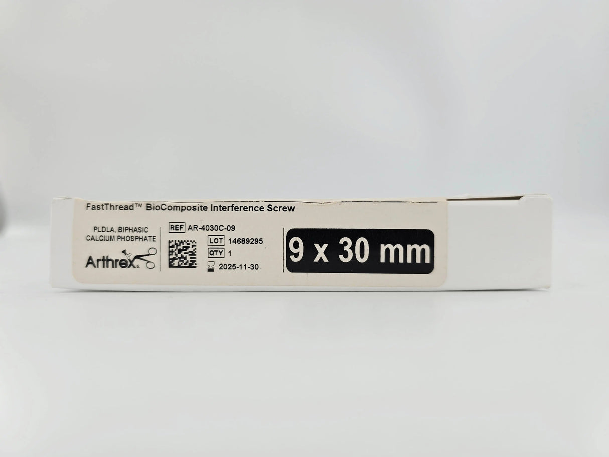 Arthrex AR-4030C-09 FastThread BioComposite Interference Screw Vented 9x30mm 1/EA Arthrex