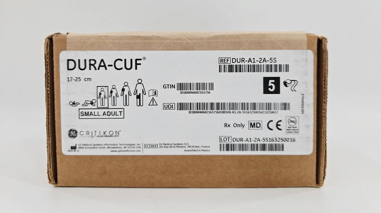 GE Critikon DUR-A1-2A-5S Dura-Cuf Blood Pressure Cuff Small Adult 17-25cm BX/5 GE