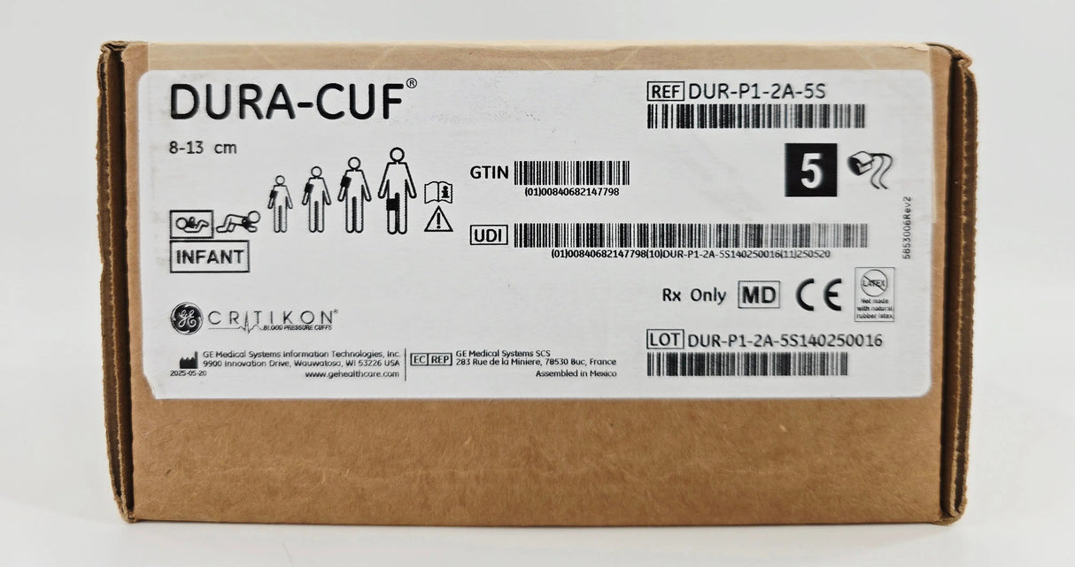 GE Critikon DUR-P1-2A-5S Dura-Cuf Blood Pressure Cuff Infant 8-13cm BX/5 GE