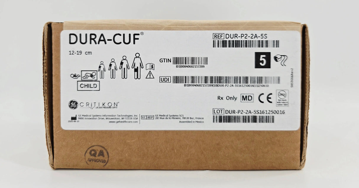 GE Critikon DUR-P2-2A-5S Dura-Cuf Blood Pressure Cuff Child 12-19cm BX/5 GE