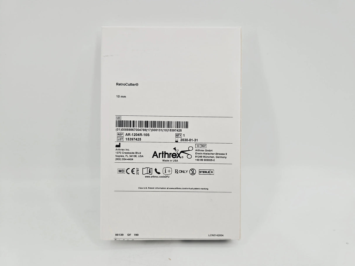 Arthrex AR-1204R-10S RetroCutter Reamer 10mm 1/EA Arthrex