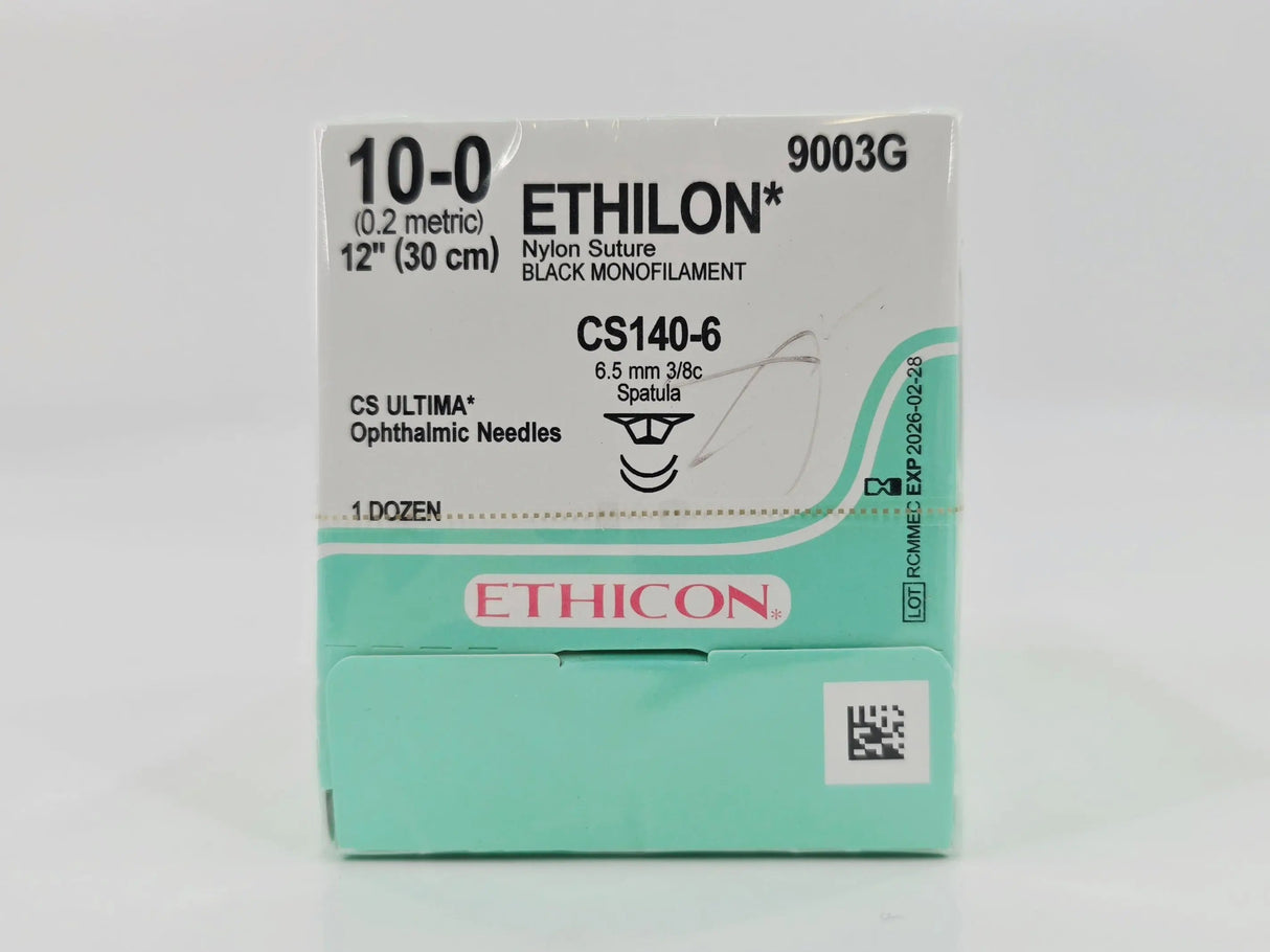 Ethicon 9003G ETHILON 10-0 Black 1X12" CS140-6 6.5mm CS ULTIMA Ophthalmic Needles BX/12 Ethicon