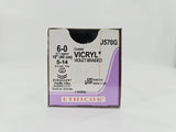 Ethicon J570G Coated VICRYL 6-0 Violet 1X18" S-14 8mm ETHALLOY Needle Alloy SABRELOC Spatula Needle BX/12 Ethicon