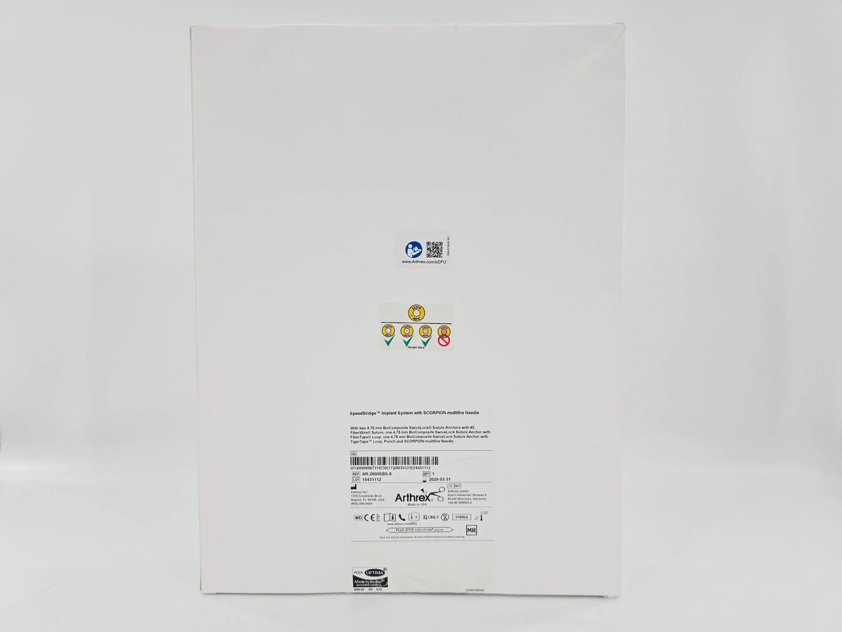 Arthrex AR-2600SBS-8 SpeedBridge Implant System w/ SCORPION-multifire Needle 4.75 x 19.1mm 1/BX Arthrex