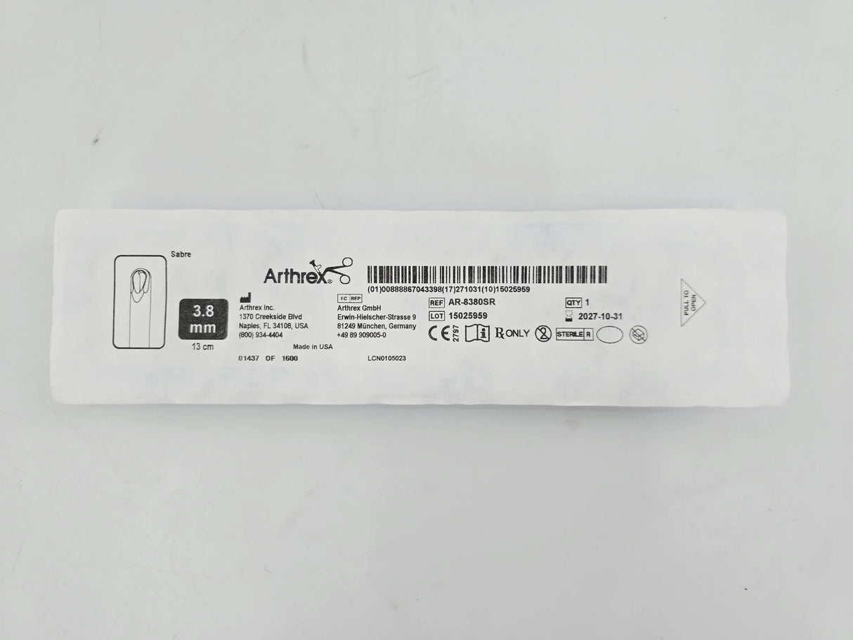 Arthrex AR-8380SR CoolCut Sabre 3.8mm x 13cm 1/EA Arthrex