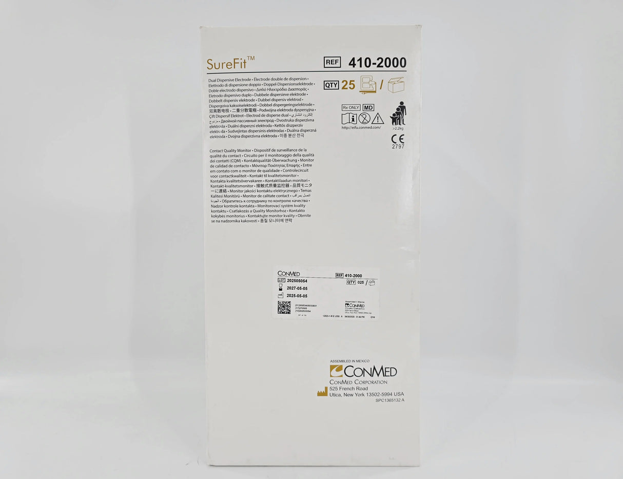 ConMed 410-2000 SureFit Dual Dispersive Electrode for Patients >4.4 lbs BX/25 ConMed