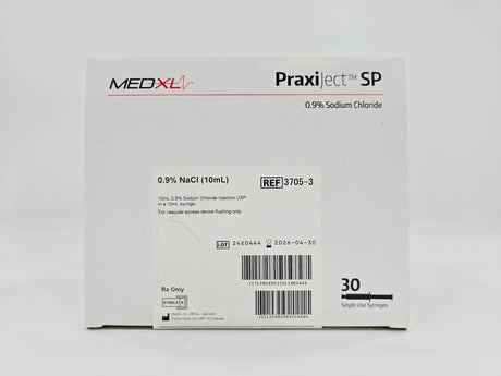 Amsino MEDXL Prefilled Saline Syringe Praxiject SP 0.9% NaCl (10mL) Disposable 3705-3 BX/30 MEDXL