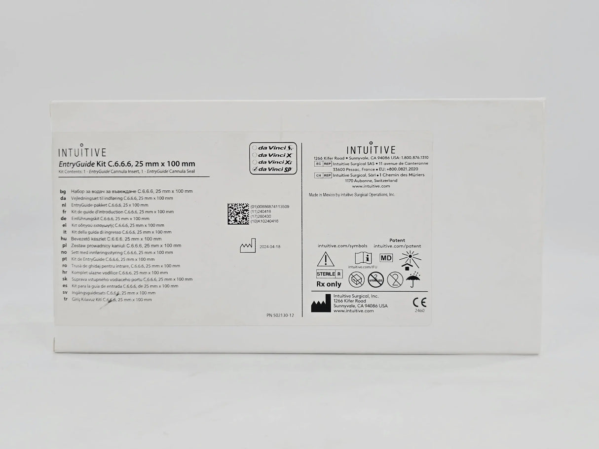 Intuitive Surgical 430022 da Vinci SP EntryGuide Kit C.6.6.6, 25mm x 100mm 1/EA Intuitive Surgical