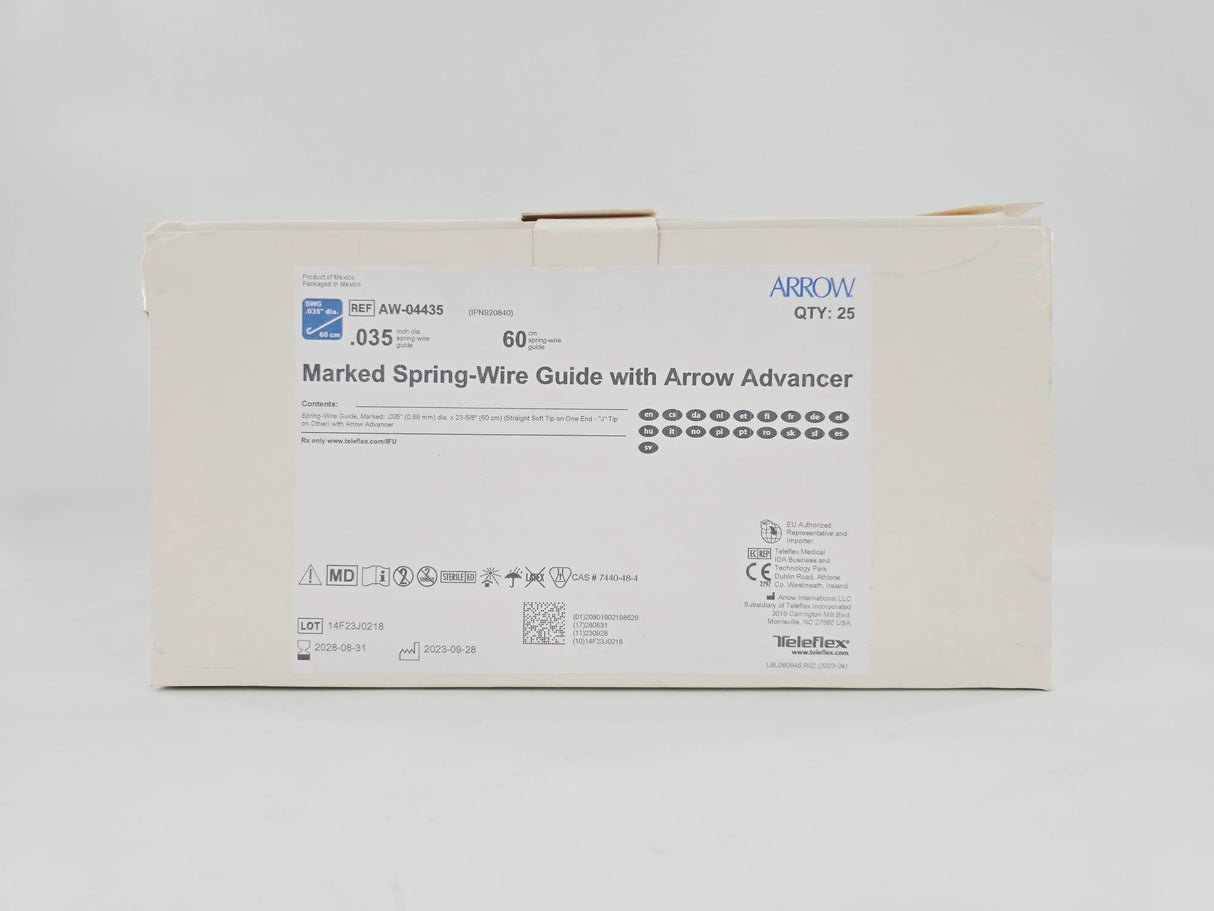 Arrow AW-04435 Marked Spring-Wire Guide w/ Arrow Advancer .035" x 60cm BX/25 Arrow