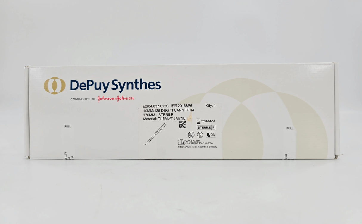 DePuy Synthes 04.037.012S Cannulated Short Nail 10mm x 170mm 125° Femoral Neck Angle for TFNA System 1/EA DePuy Synthes