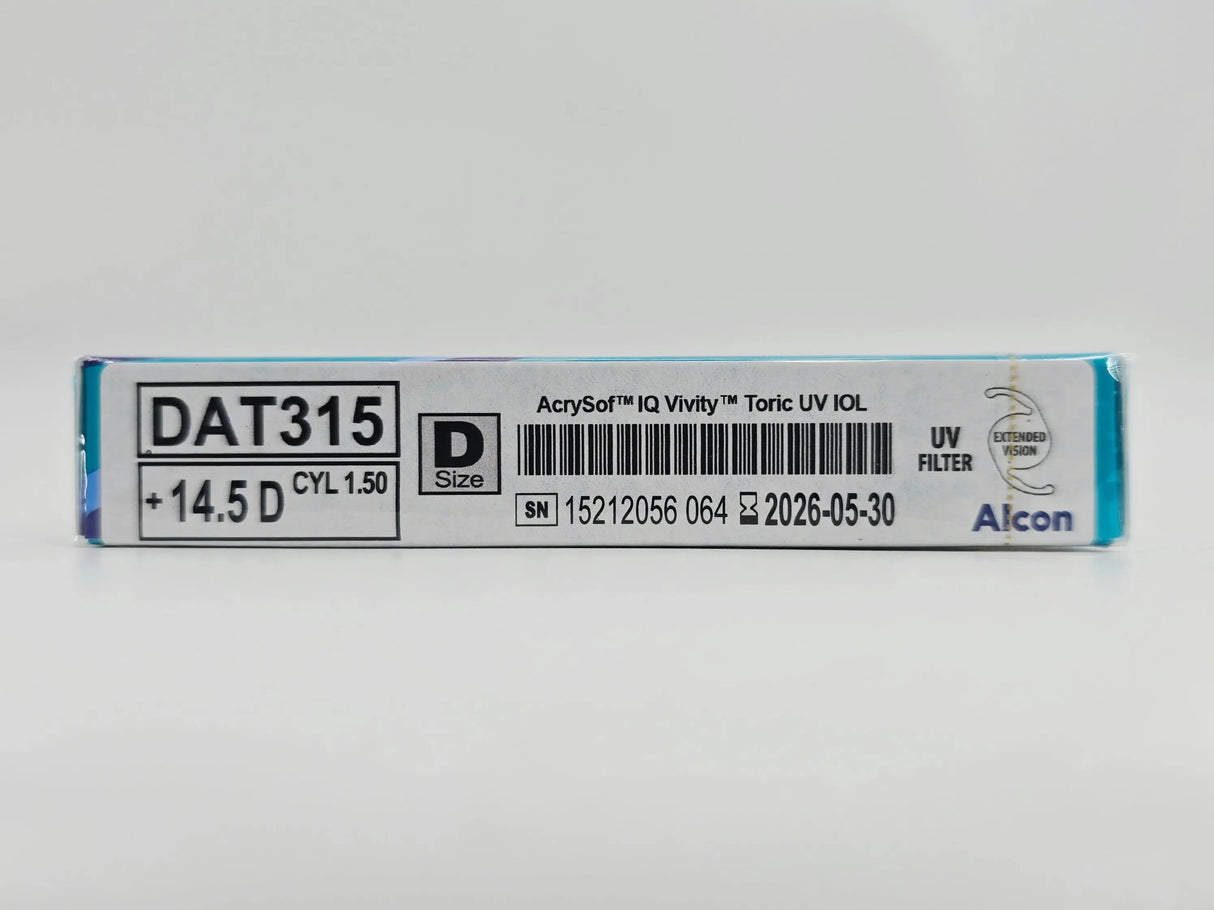 Alcon DAT315.145 AcrySof IQ Vivity Toric UV Absorbing Extended Vision IOL +14.5 D Size D 1/EA Alcon