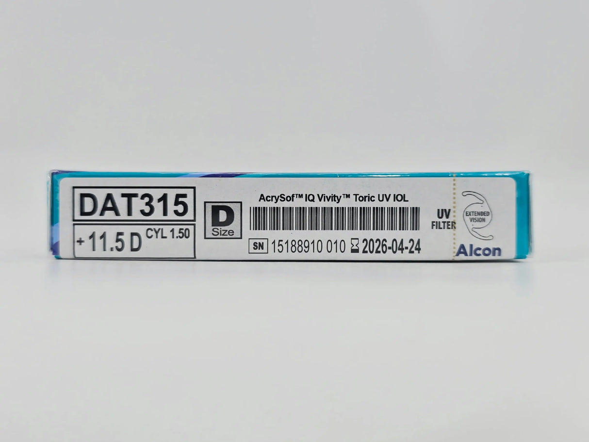 Alcon DAT315.115 AcrySof IQ Vivity Toric UV Absorbing Extended Vision IOL +11.5 D Size D 1/EA Alcon