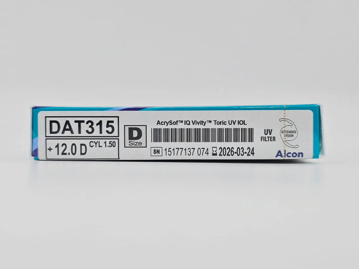 Alcon DAT315.120 AcrySof IQ Vivity Toric UV Absorbing Extended Vision IOL +12.0 D Size D 1/EA Alcon
