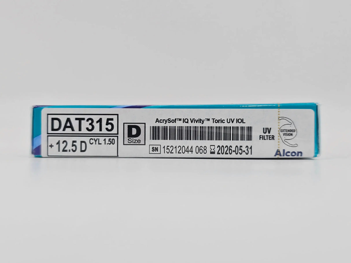 Alcon DAT315.125 AcrySof IQ Vivity Toric UV Absorbing Extended Vision IOL +12.5 D Size D 1/EA Alcon