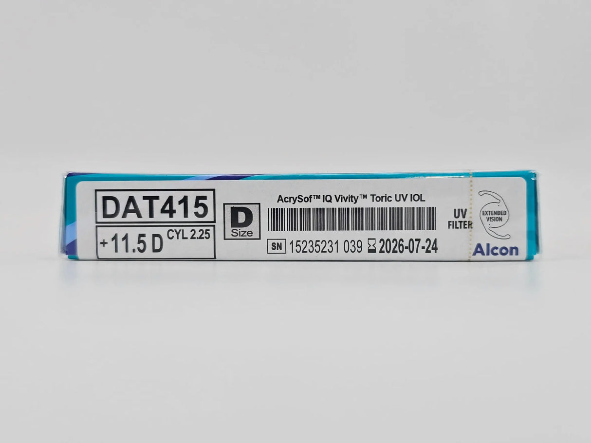 Alcon DAT415.115 AcrySof IQ Vivity Toric UV Absorbing Extended Vision IOL +11.5 D Size D 1/EA Alcon