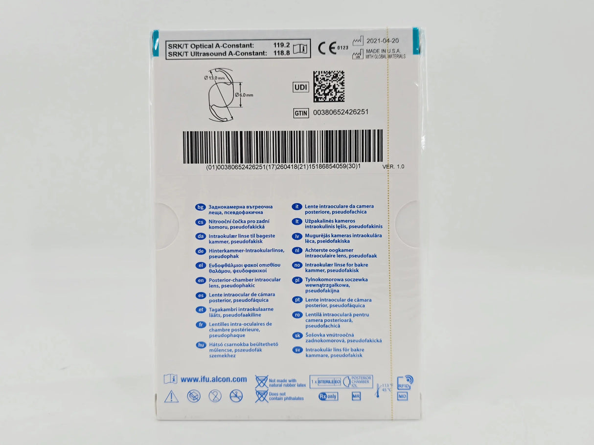 Alcon DAT615.190 AcrySof IQ Vivity Toric UV Absorbing Extended Vision IOL +19.0 D Size D 1/EA Alcon