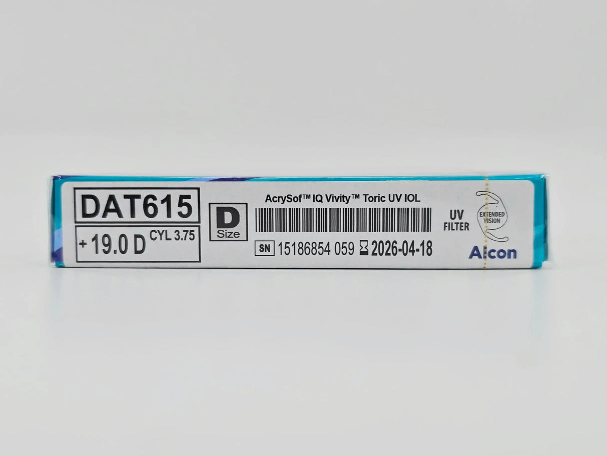 Alcon DAT615.190 AcrySof IQ Vivity Toric UV Absorbing Extended Vision IOL +19.0 D Size D 1/EA Alcon