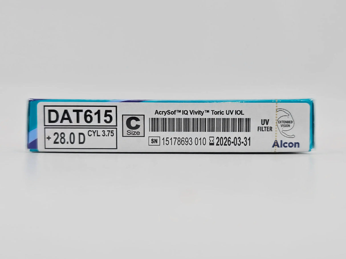 Alcon DAT615.280 AcrySof IQ Vivity Toric UV Absorbing Extended Vision IOL +28.0 D Size C 1/EA Alcon