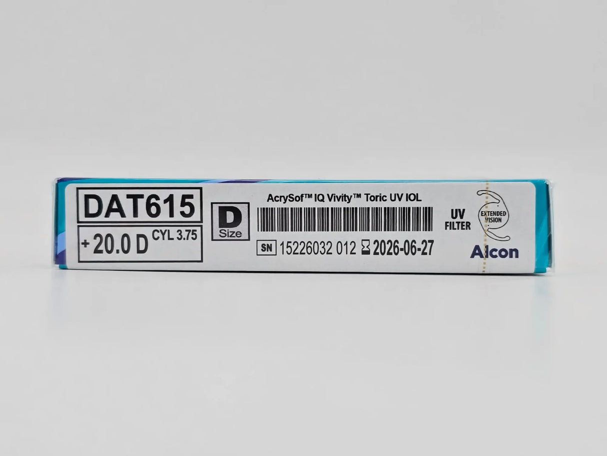 Alcon DAT615.200 AcrySof IQ Vivity Toric UV Absorbing Extended Vision IOL +20.0 D Size D 1/EA Alcon