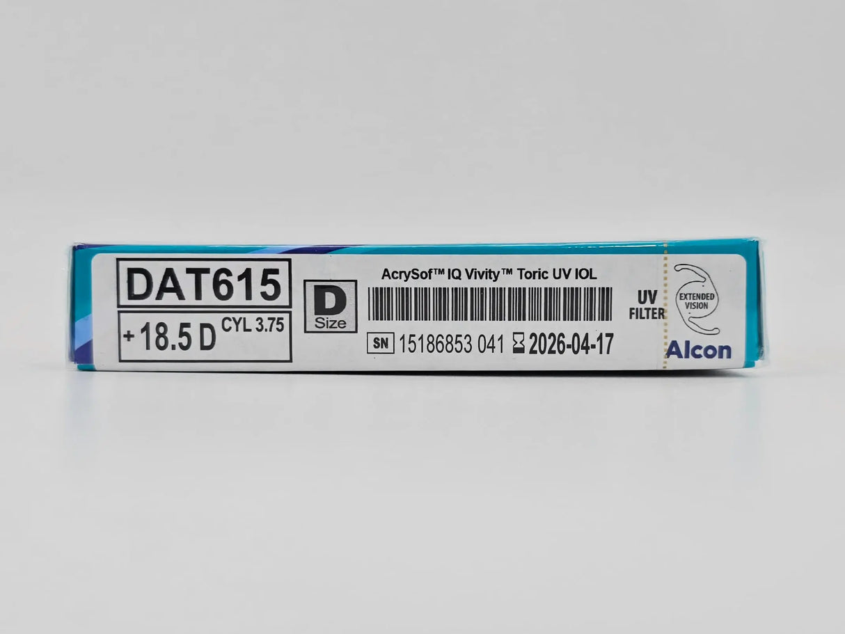 Alcon DAT615.185 AcrySof IQ Vivity Toric UV Absorbing Extended Vision IOL +18.5 D Size D 1/EA Alcon