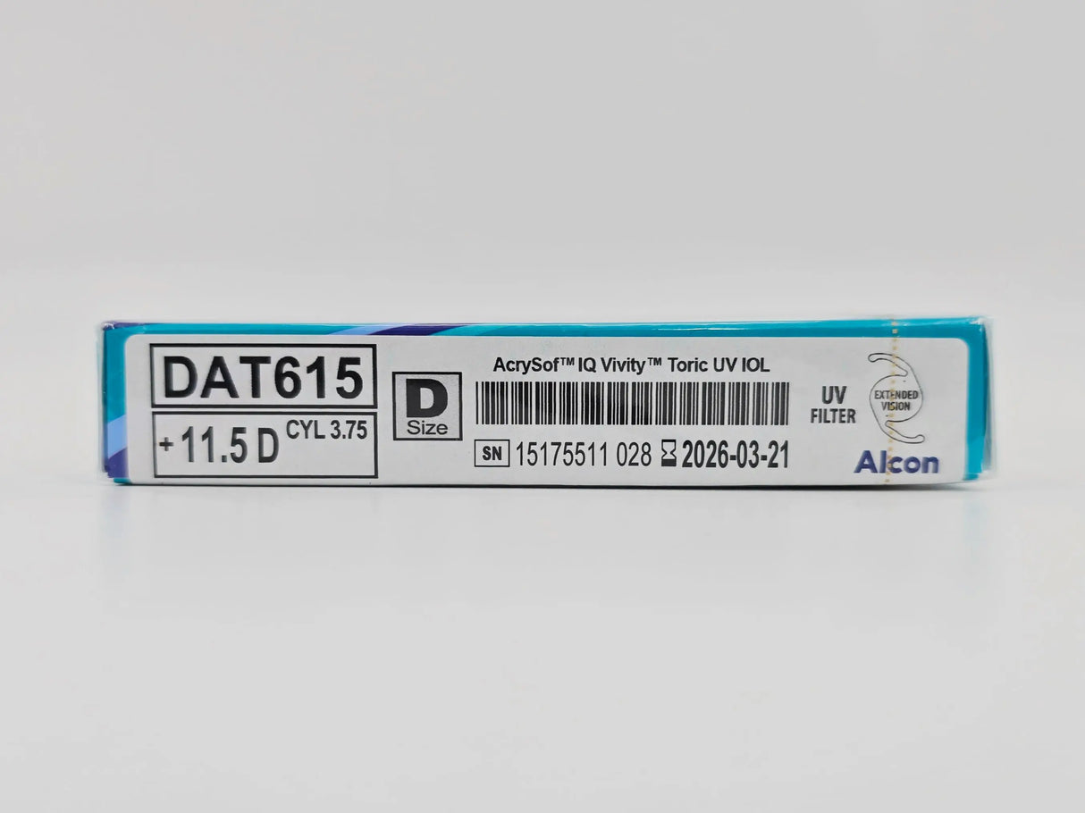 Alcon DAT615.115 AcrySof IQ Vivity Toric UV Absorbing Extended Vision IOL +11.5 D Size D 1/EA Alcon