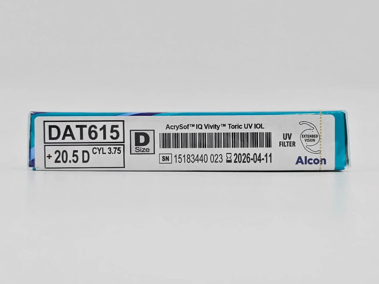 Alcon DAT615.205 AcrySof IQ Vivity Toric UV Absorbing Extended Vision IOL +20.5 D Size D 1/EA Alcon