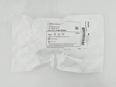 Stryker Sustainability 60-7070-103 Zimmer Reprocessed Tourniquet Cuff PLC Dual Port Single Bladder 18" (Red) 1/EA Stryker Sustainability