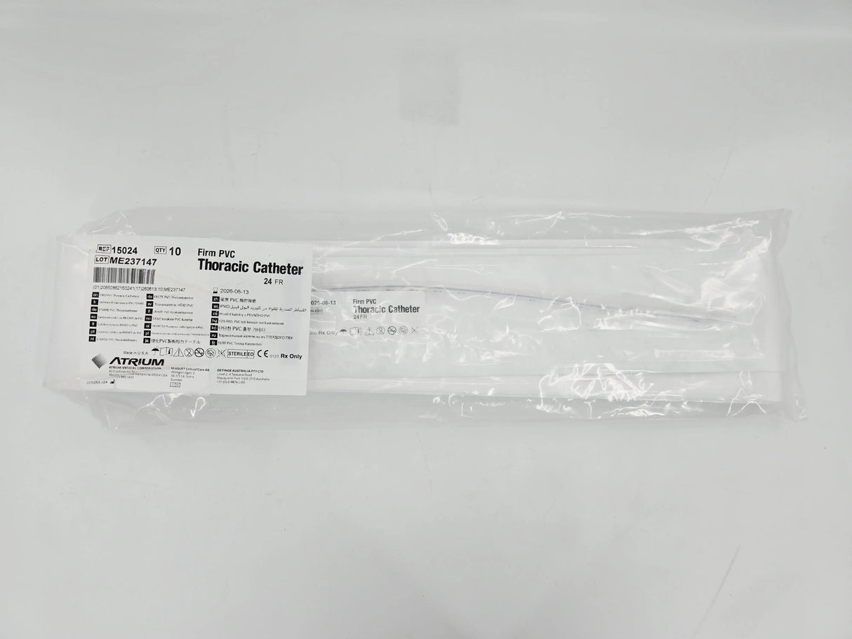 Atrium 15024 Straight Firm PVC Thoracic Catheter 24Fr. 10/PKG Atrium