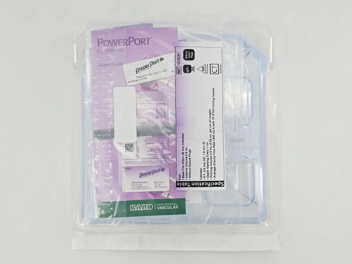 Bard 1808061 PowerPort iSP MRI Implantable Port w/ Attachable 8F Polyurethane Open-Ended Single-Lumen Venous Catheter Kit 1/EA Bard