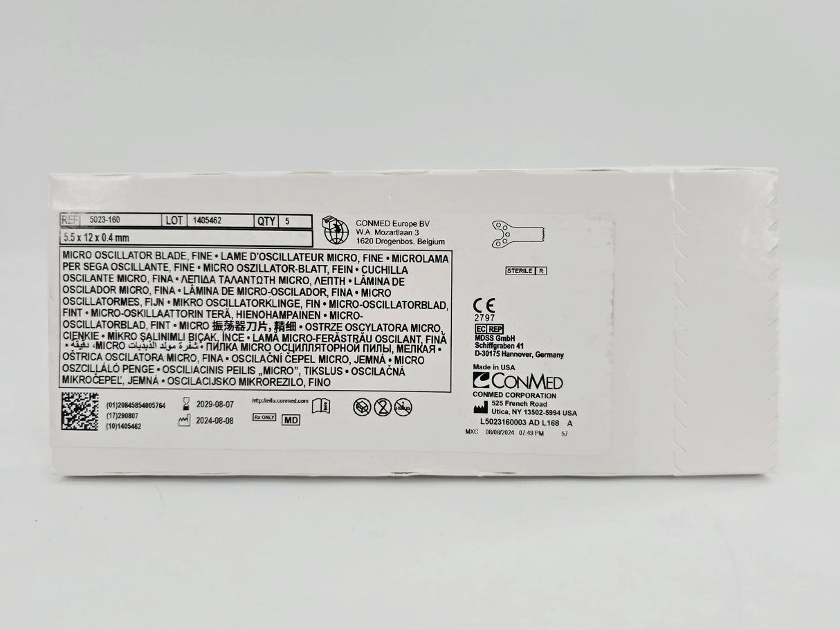 ConMed 5023-160 Micro Oscillator Blade Fine 5.5mm x 12mm x 0.4mm BX/5 ConMed