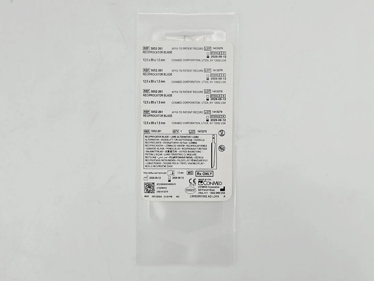 ConMed 5052-261 Reciprocator Blade 12.5mm x 89mm x 1.5mm BX/5 ConMed