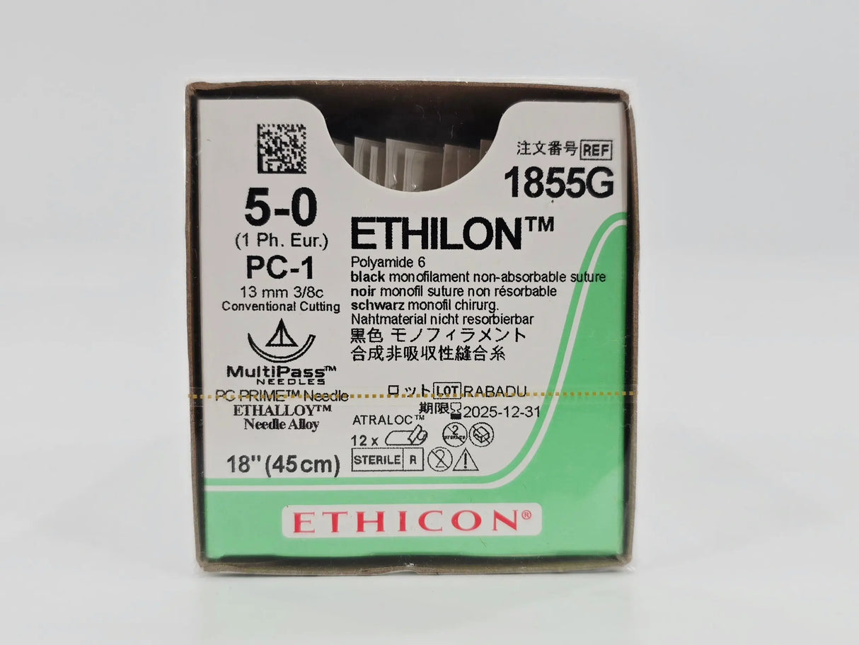 Ethicon 1855G ETHILON 5-0 Black 1X18" PC-1 13mm BX/12 Ethicon