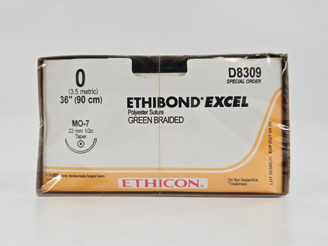 Ethicon D8309 ETHIBOND EXCEL 0 Green 1X36" MO-7 22mm Taper BX/36 Ethicon