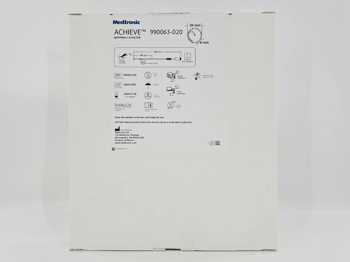 Medtronic 990063-020 ACHIEVE Mapping Catheter 20mm Loop 6mm x 165cm 1/EA Medtronic