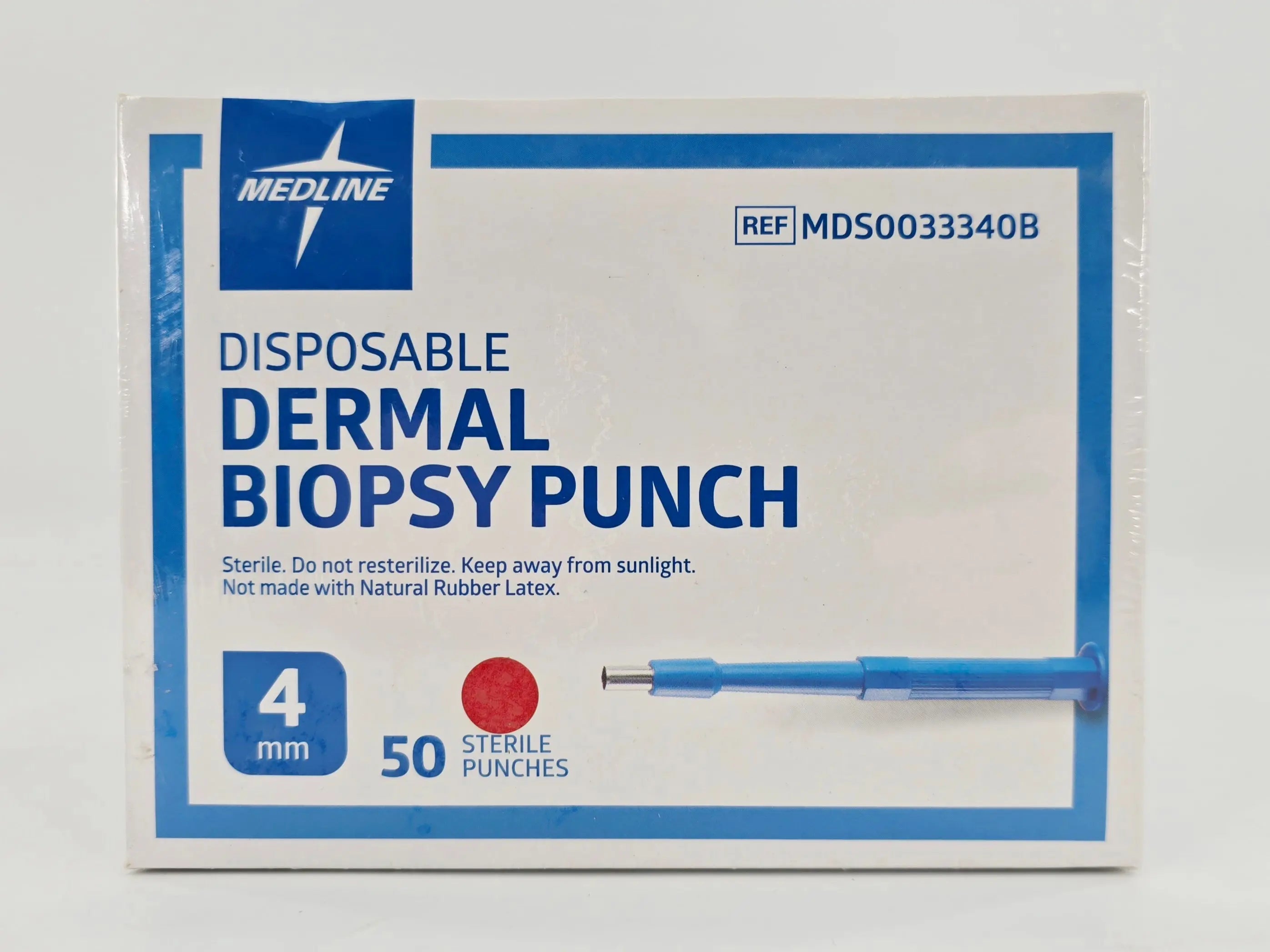 Medline MDS0033340B Disposable Dermal Biopsy Punch 4mm BX/50